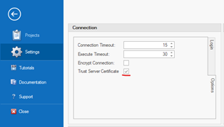 Trust Server Certificate option